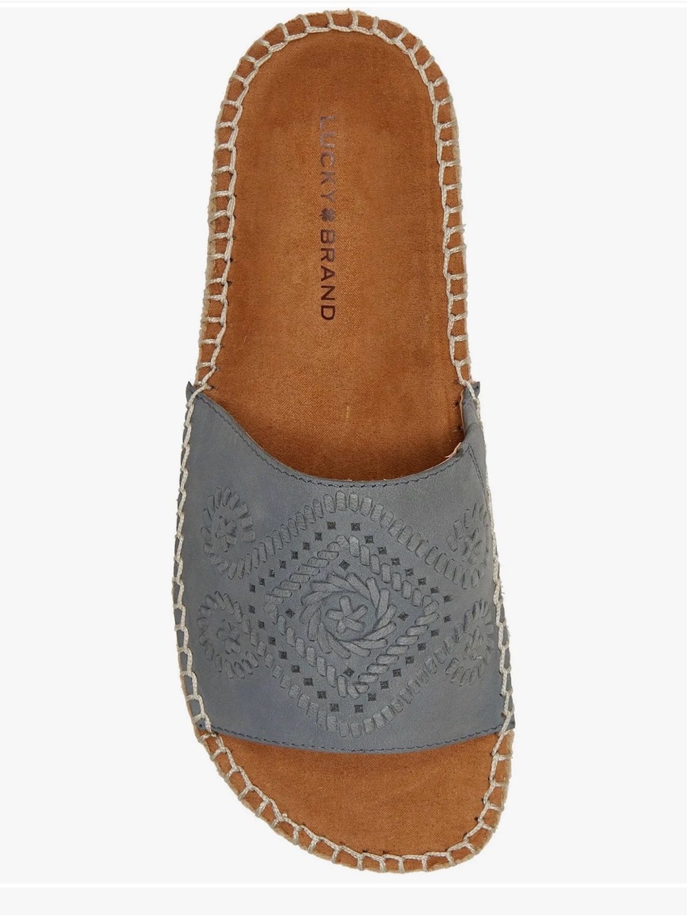 Lucky Brand Women's Lemana Espadrille Flat Slide Sandals in the Ash Blue S10